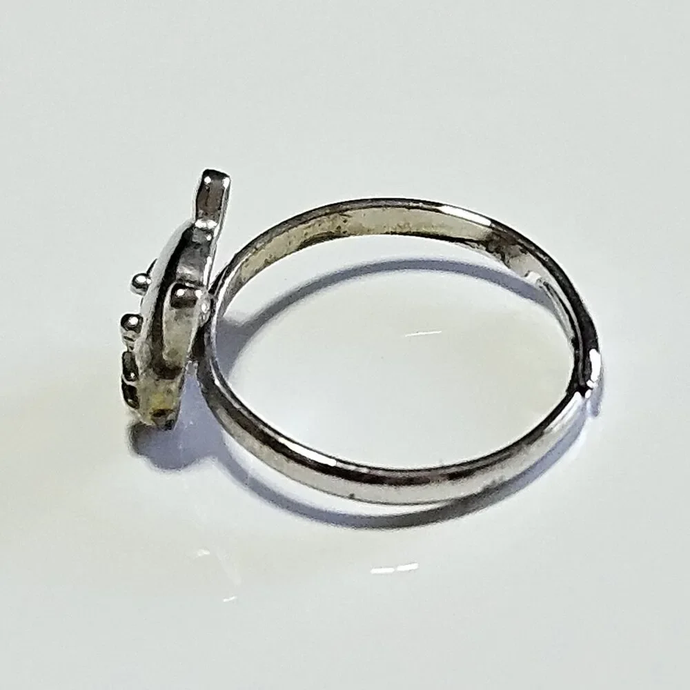 Silver Tone Kitty Cat Whisker Face Adjustable Ring Small